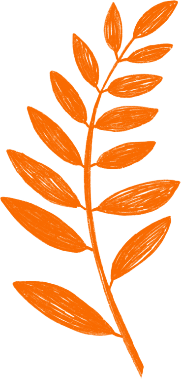 orange branch with laurel leaves two PNG, SVG
