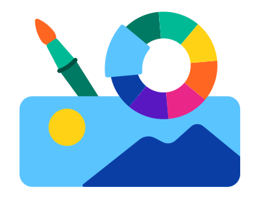 Immagine con ruota dei colori e pennello PNG, SVG