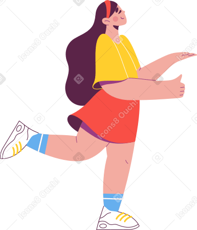 garota feliz levantou a perna PNG, SVG