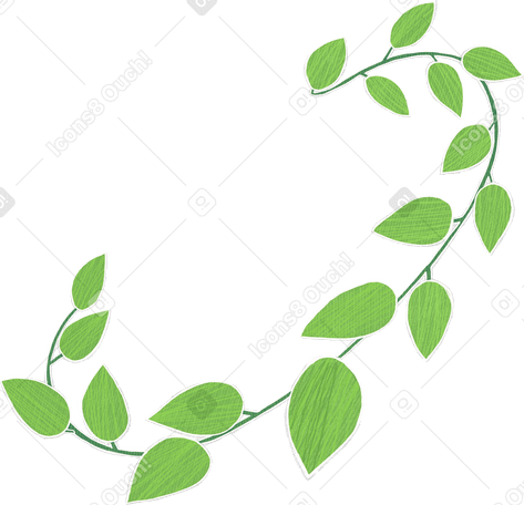 branch with green leaves arranged in a semicircle Illustration in PNG, SVG
