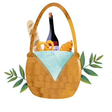 パンとワインの入ったバスケット PNG、SVG