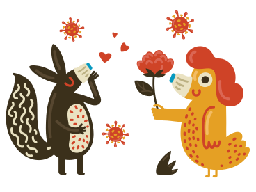 Characters wearing face masks on a date PNG, SVG