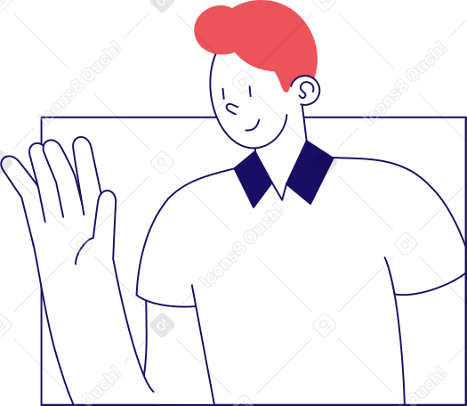man smiling and waving his hand PNG, SVG