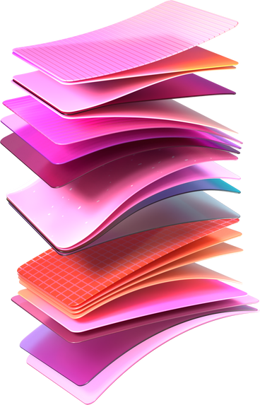 floating stack of colorful plastic cards PNG, SVG