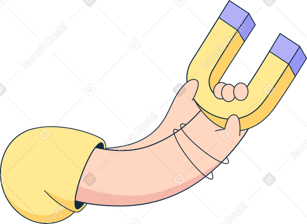 body with magnet in hand Illustration in PNG, SVG