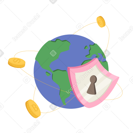 Illustrazione animata Trasferimenti di denaro internazionali e sicuri in GIF, Lottie (JSON), AE