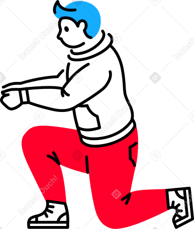 man is on one knee and holding something Illustration in PNG, SVG