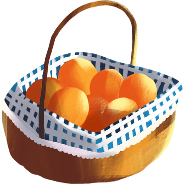 Basket with peaches PNG, SVG