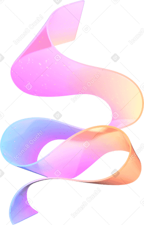 3D Cascading translucent glass ribbon PNG, SVG