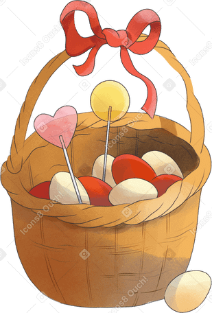 easter eggs in a basket Illustration in PNG, SVG