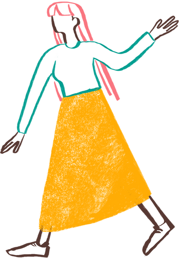 woman with long hair walking with her hand raised PNG, SVG