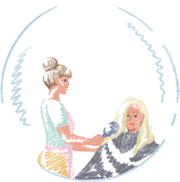 Woman hairdresser with client reflection in the mirror PNG、SVG