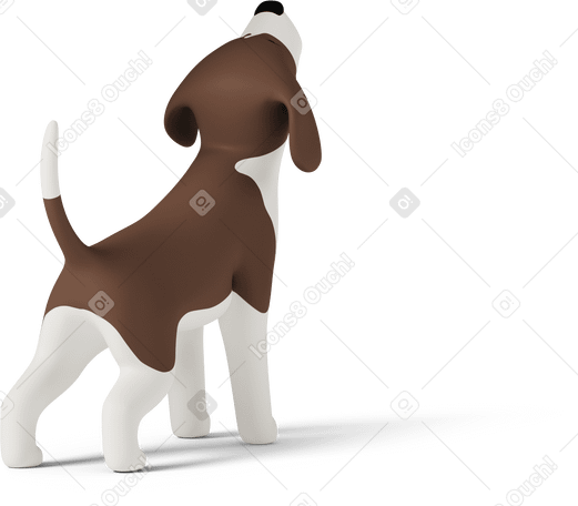 3D Rear view of beagle dog howling Illustration in PNG, SVG