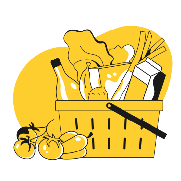 Shopping basket full of groceries PNG, SVG