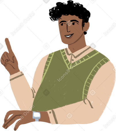 guy pointing at something with his finger Illustration in PNG, SVG