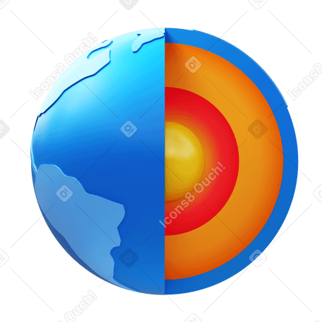 3D the earth's inner core PNG, SVG
