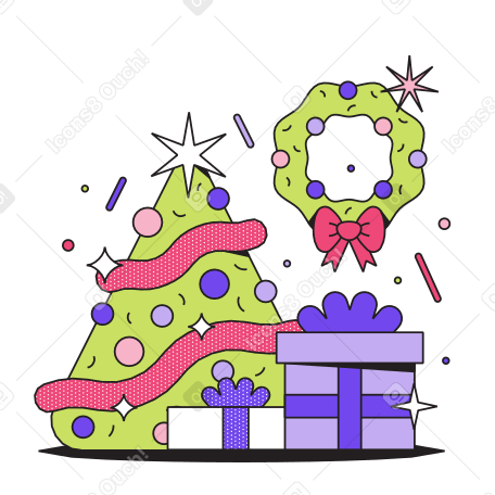 Ilustración animada de Nochebuena en GIF, Lottie (JSON), AE