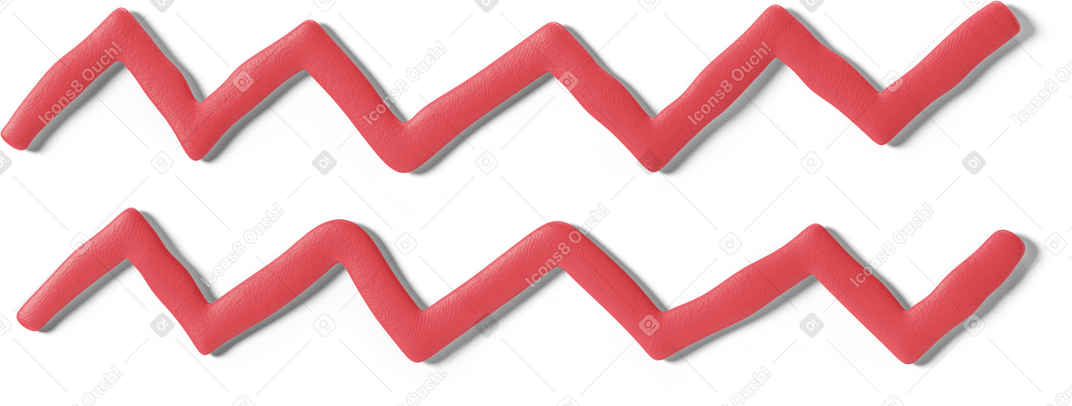 3D Red zigzag stripes Illustration in PNG, SVG