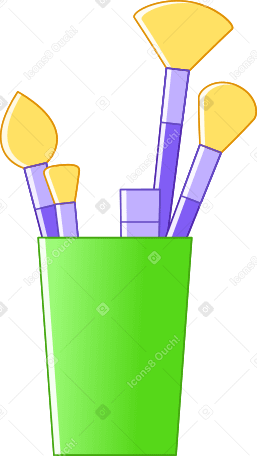 cup with makeup brushes PNG, SVG