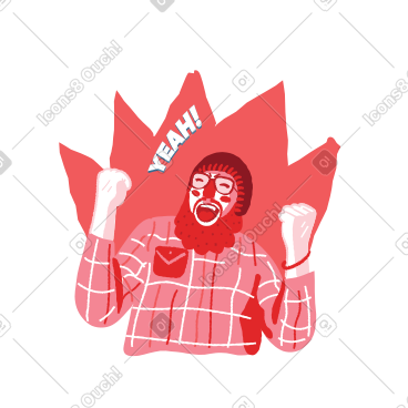 兴奋的留着胡子的男人说“是” PNG, SVG