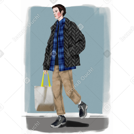 young man with a shopper PNG, SVG