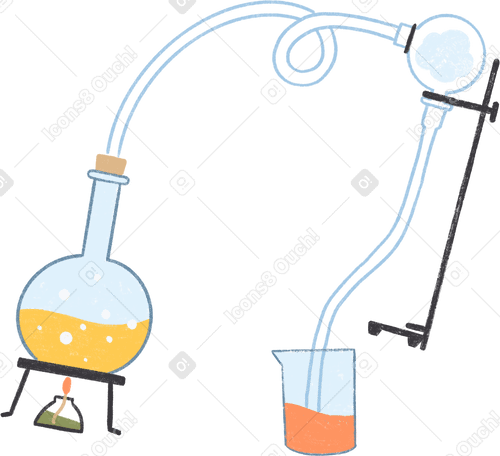 Costruzione con bruciatore e palloni con liquido e tubi PNG, SVG