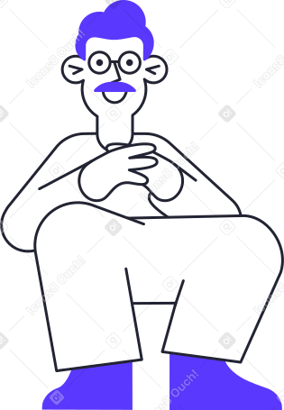 sitting smiling man Illustration in PNG, SVG