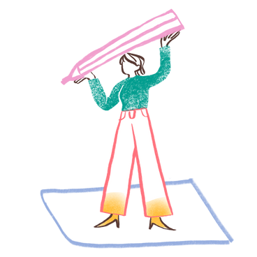Woman writing with a big pencil PNG, SVG