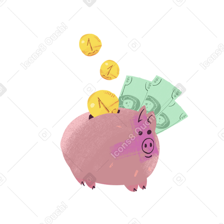 Money in piggy bank PNG, SVG