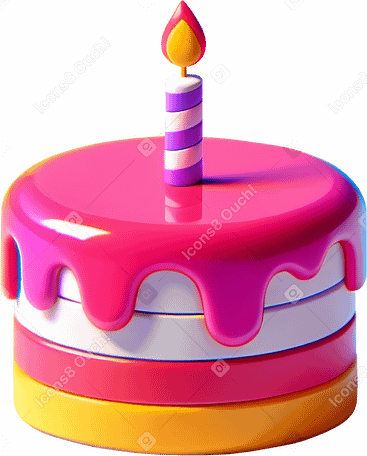 3D Торт на день рождения в PNG, SVG