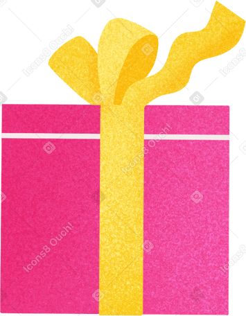 pink gift box with yellow bow PNG, SVG