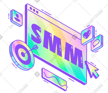 使用社交媒体标志和目标文本为 smm 写字 PNG, SVG