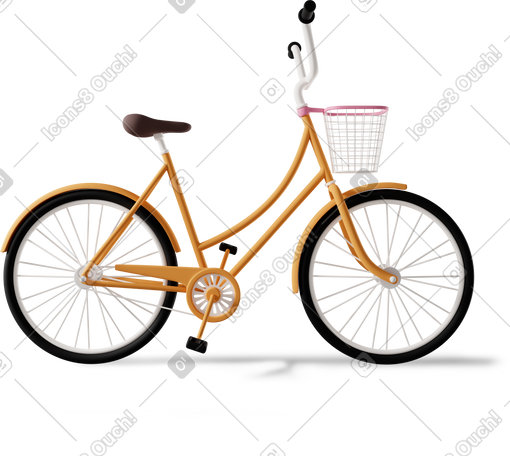 3D side view of a yellow bike PNG, SVG