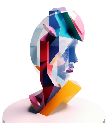 abstract vivid shapes with head silhouette PNG, SVG