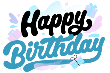 선물과 파스텔 구름 텍스트로 생일 축하 편지 쓰기 PNG, SVG