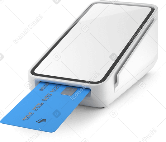 3D credit card terminal with card Illustration in PNG, SVG
