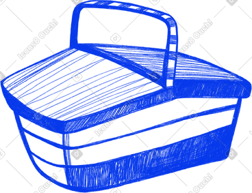 Blue wicker picnic basket PNG, SVG