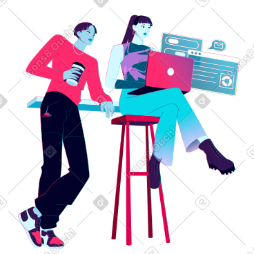 Young man and woman are working together on a project PNG, SVG