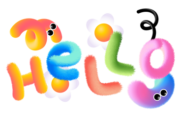 Schriftzug „hallo“ mit text aus dekorativen elementen PNG, SVG
