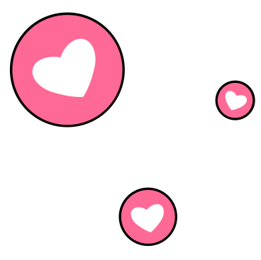 Hearts in circles animated illustration in GIF, Lottie (JSON), AE