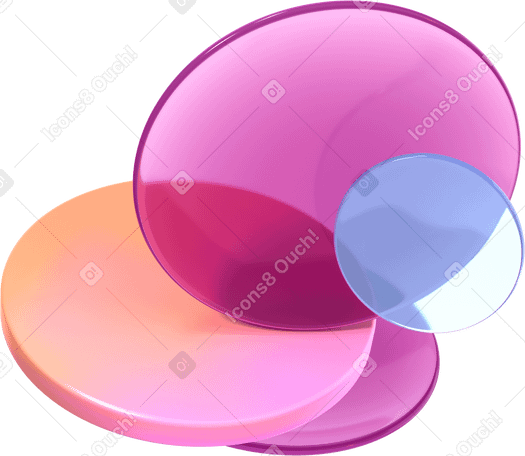 3D four lenses of different sizes PNG, SVG