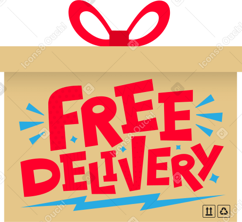 lettering free delivery box Illustration in PNG, SVG