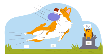 Hund springt und fängt ein frisbee PNG, SVG