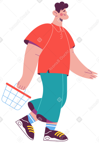 man with a basket PNG, SVG