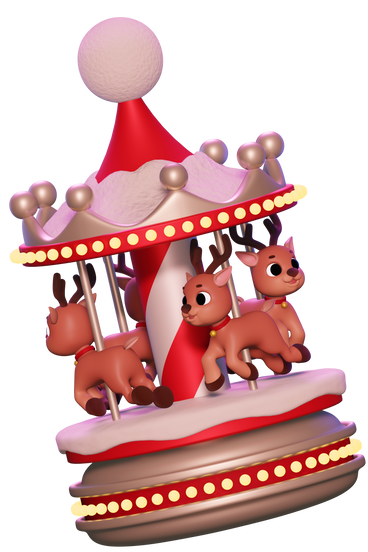 christmas carousel with reindeer PNG, SVG