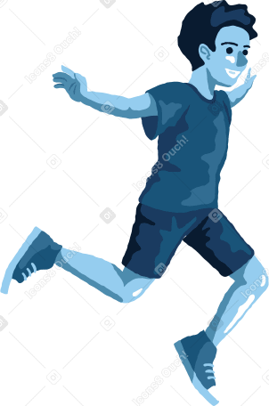 boy jumping side view Illustration in PNG, SVG