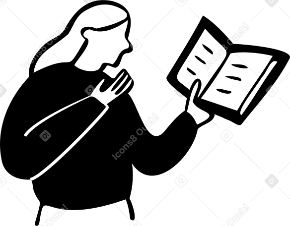 woman looking at a book PNG, SVG