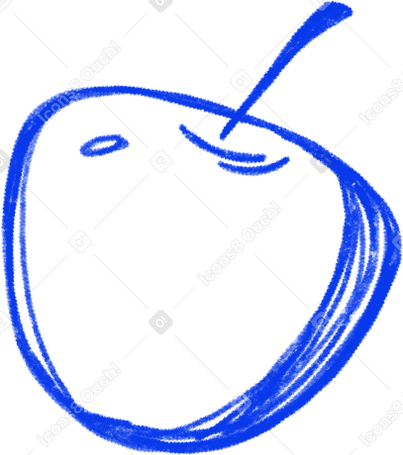 blue linear apple Illustration in PNG, SVG