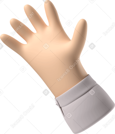 3D Pale skin hand waving hello PNG, SVG