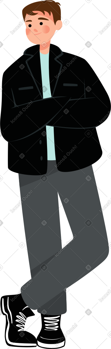 Boy folded his arms across his chest PNG, SVG